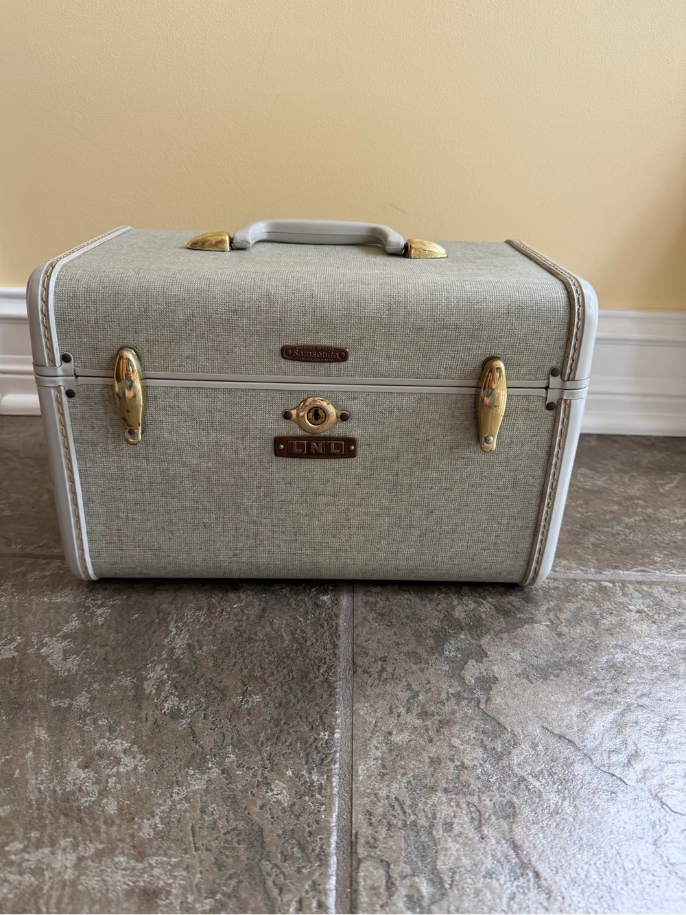 Vintage 1950s Samsonite Train Case with Gold Hardware Original Key
